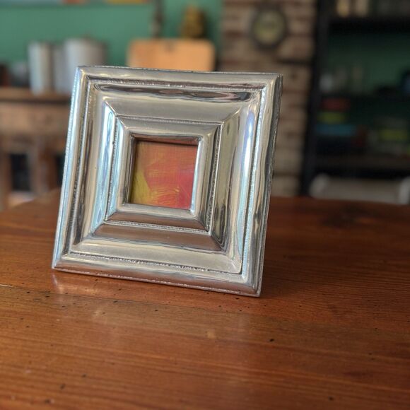 Beautiful Mexican Pewter Frame A Work Of Art To Showcase Your Art Opening 2”x2” - Picture 2 of 14